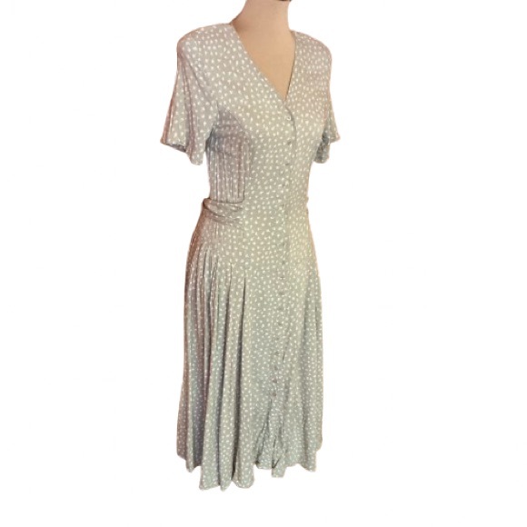 Vintage ToGetHer Polka Dot Dress | Button Front Midi Flutter Sleeve - Picture 2 of 12